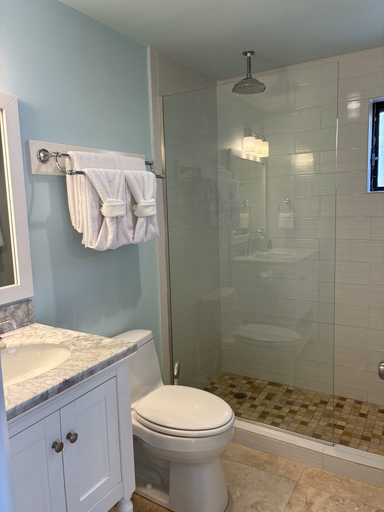 Bird of Paradise bathroom vanity and shower