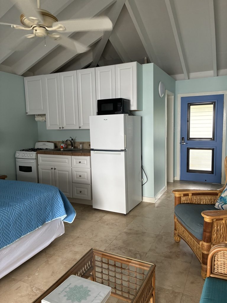Bougainvillea studio kitchenette and seating area