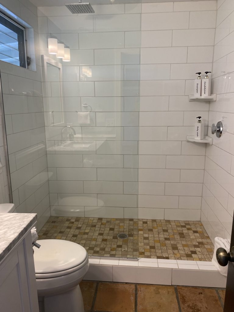 Orchid bathroom walk-in shower